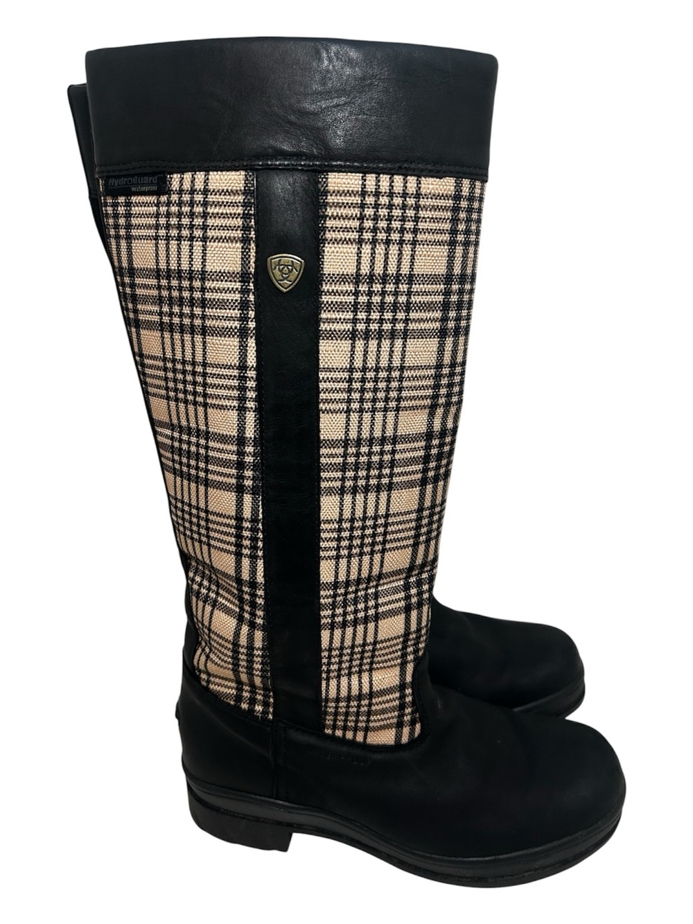 Ariat Baker Tall Boots black Plaid Size 8.5B Horseback Riding Boots Leather